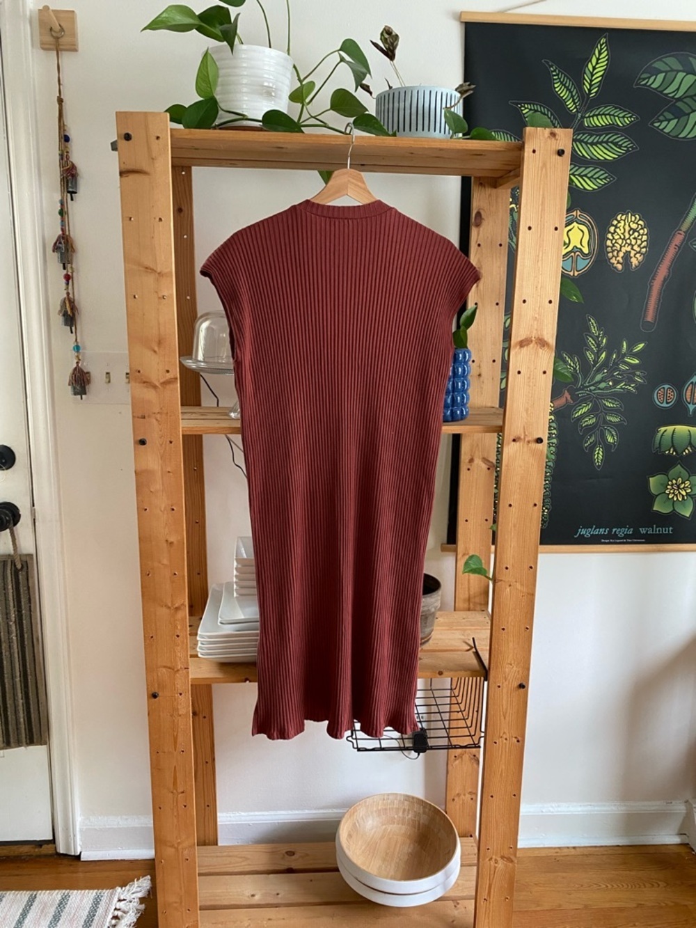 Eileen Fisher Rust Orange Textured Stretch Rib Crew Neck Dress Large - Picture 6 of 15